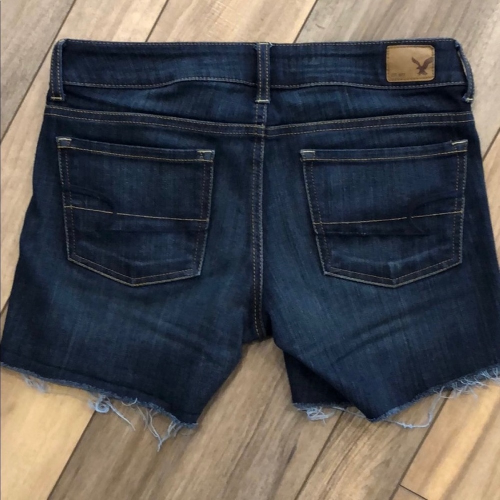 American Eagle Outfitters Distressed Jean Shorts, dark wash. Low to mid waist. - Picture 2 of 7
